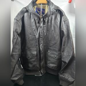 Airborne Men’s Brown  Genuine Leather Bomber‎ Jacket Size XL